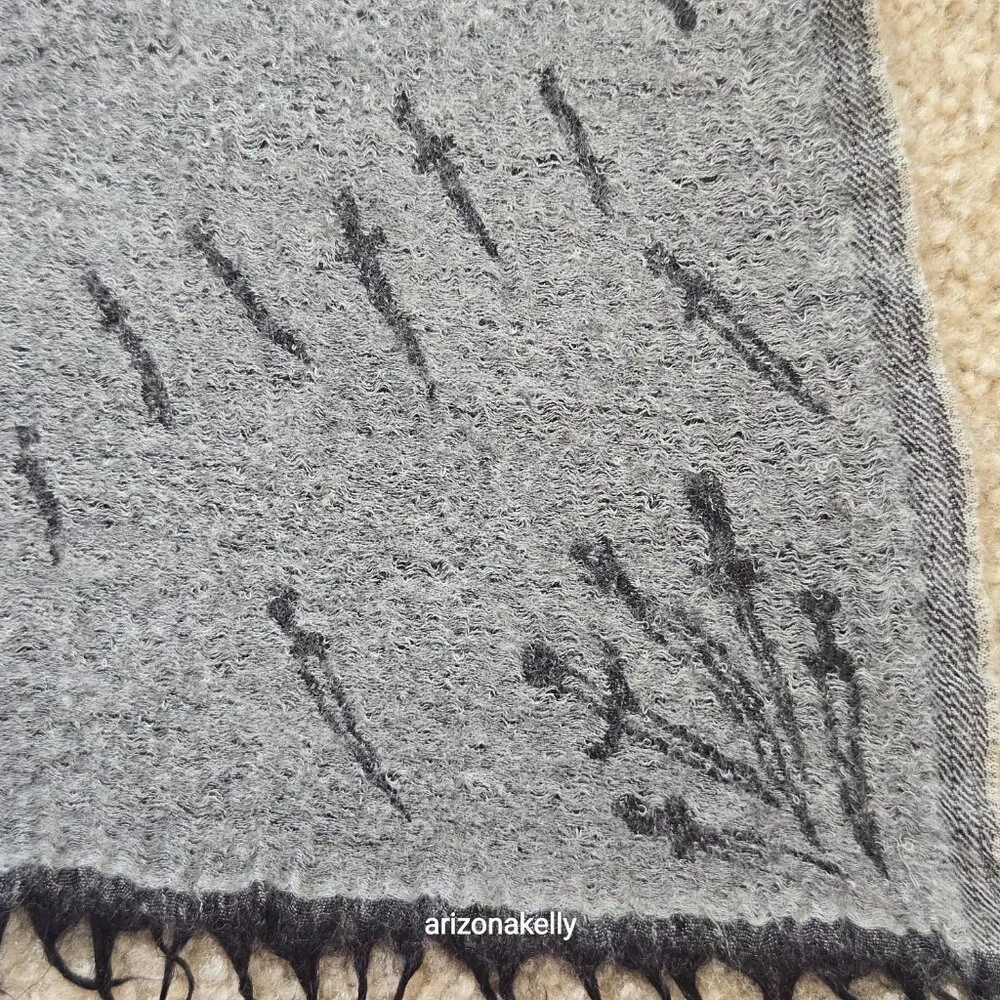 rag & bone Wool Dagger Scarf Reversible Black and Grey - Picture 8 of 13